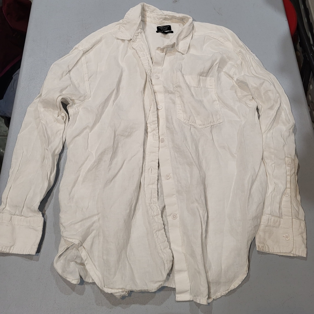 J. Crew Irish Linen Etienne Oversized Shirt in Cream